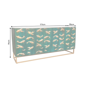 Komoda GOLDEN LAGOON 180 CM tyrkysová/zlatá masiv mango  Místnosti 46200