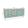 Komoda GOLDEN LAGOON 180 CM tyrkysová/zlatá masiv mango  Místnosti 46200