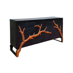 Komoda FOREST 160 CM černá/hnědá masiv mango  Místnosti 46199