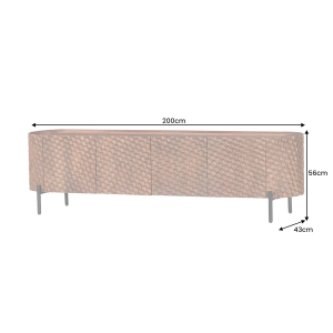 Televizní stolek ADLON II 3D 200 CM hnědý masiv mango  Místnosti 47585