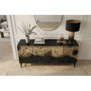 Komoda OXID 180 CM černá/zlatá masiv mango  Místnosti 47587
