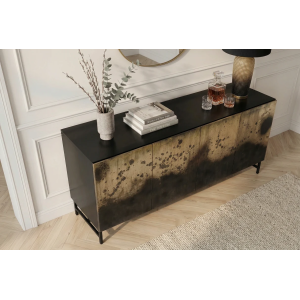 Komoda OXID 180 CM černá/zlatá masiv mango  Místnosti 47587