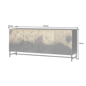 Komoda OXID 180 CM černá/zlatá masiv mango  Místnosti 47587