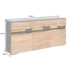 Komoda GRAND s LED osvětlením 180 CM masiv akácie GRAND ACACIA Místnosti 44095