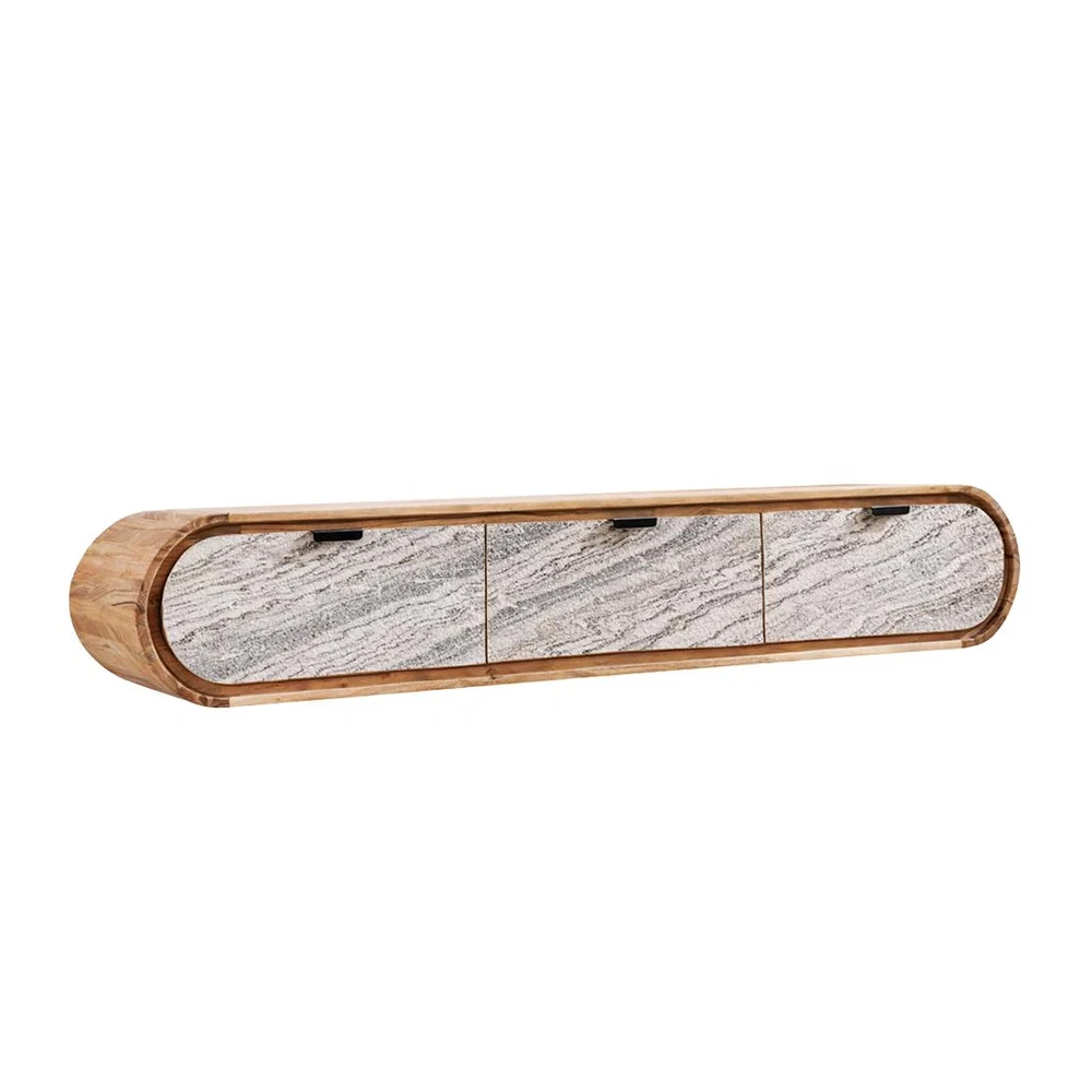Závěsný televizní stolek ORGANIC 160 CM masiv akácie/kamenná dýha  Místnosti 47757