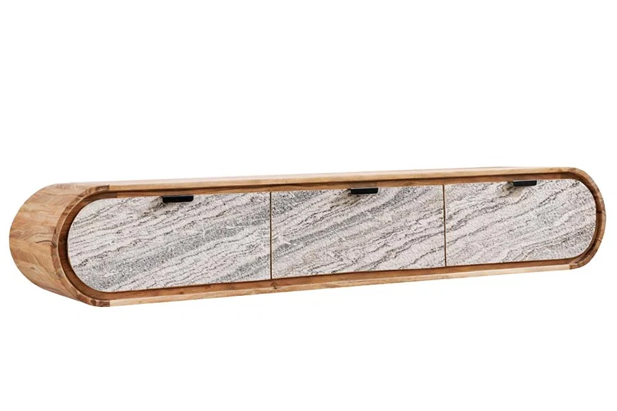 Závěsný televizní stolek ORGANIC 160 CM masiv akácie/kamenná dýha  Místnosti 47757