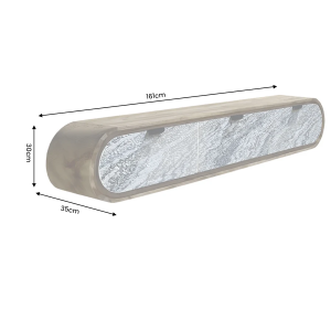Závěsný televizní stolek ORGANIC 160 CM masiv akácie/kamenná dýha  Místnosti 47757