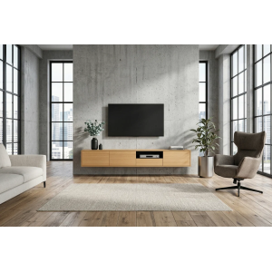 Závěsný televizní stolek LOFT 200 CM dub/černá  Místnosti 47816