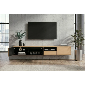 Závěsný televizní stolek LOFT 200 CM dub/černá  Místnosti 47816
