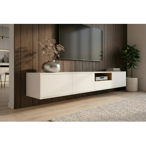 Závěsný televizní stolek LOFT 200 CM bílá/dub  Místnosti 47815