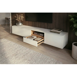 Závěsný televizní stolek LOFT 200 CM bílá/dub  Místnosti 47815