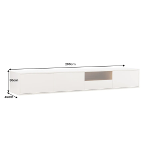 Závěsný televizní stolek LOFT 200 CM bílá/dub  Místnosti 47815