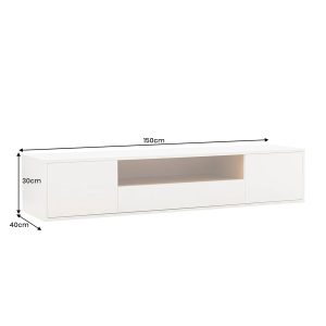Závěsný televizní stolek LOFT 150 CM bílá/dub  Místnosti 47813