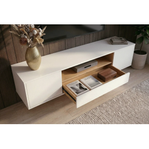 Závěsný televizní stolek LOFT 150 CM bílá/dub  Místnosti 47813