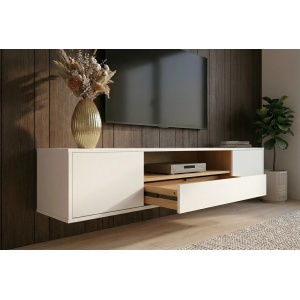 Závěsný televizní stolek LOFT 150 CM bílá/dub  Místnosti 47813