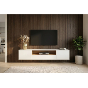 Závěsný televizní stolek LOFT 150 CM bílá/dub  Místnosti 47813