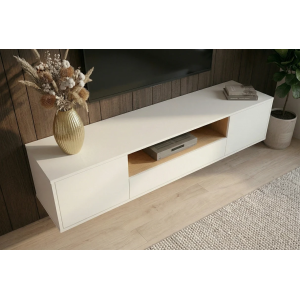 Závěsný televizní stolek LOFT 150 CM bílá/dub  Místnosti 47813