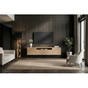 Závěsný televizní stolek LOFT 160 CM greige/dub  Místnosti 47809