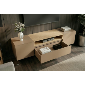 Závěsný televizní stolek LOFT 160 CM greige/dub  Místnosti 47809