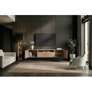 Závěsný televizní stolek LOFT 160 CM greige/dub  Místnosti 47809