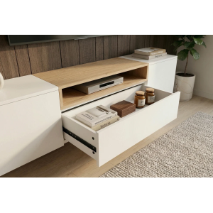 Závěsný televizní stolek LOFT 160 CM bílá/dub  Místnosti 47807