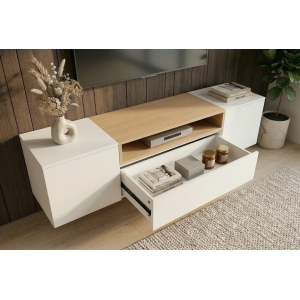 Závěsný televizní stolek LOFT 160 CM bílá/dub  Místnosti 47807