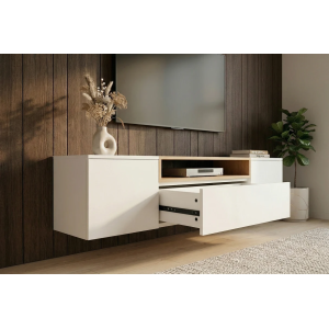 Závěsný televizní stolek LOFT 160 CM bílá/dub  Místnosti 47807