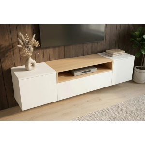 Závěsný televizní stolek LOFT 160 CM bílá/dub  Místnosti 47807