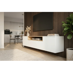 Závěsný televizní stolek LOFT 160 CM bílá/dub  Místnosti 47807