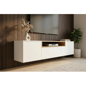 Závěsný televizní stolek LOFT 160 CM bílá/dub  Místnosti 47807