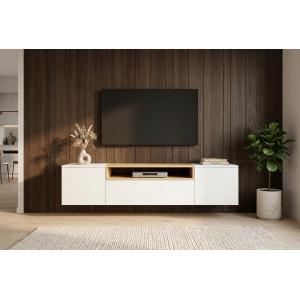Závěsný televizní stolek LOFT 160 CM bílá/dub  Místnosti 47807