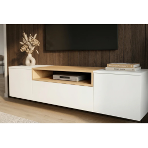 Závěsný televizní stolek LOFT 160 CM bílá/dub  Místnosti 47807