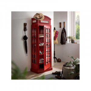 Dřevěná knihovna London telefonní budka  Vitríny A2547