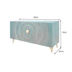 Příborník GOLDEN SUNSET 140 CM tyrkysová masiv mango  Místnosti 48845