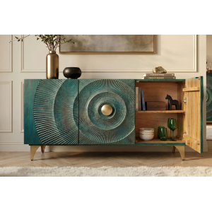 Příborník GOLDEN SUNSET 140 CM tyrkysová masiv mango  Místnosti 48845
