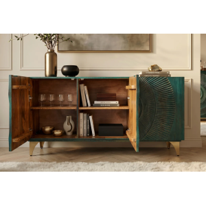 Příborník GOLDEN SUNSET 140 CM tyrkysová masiv mango  Místnosti 48845