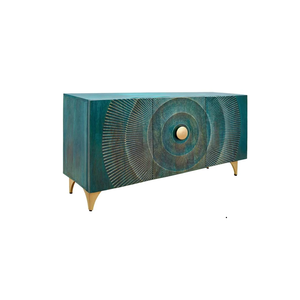 Příborník GOLDEN SUNSET 140 CM tyrkysová masiv mango  Místnosti 48845