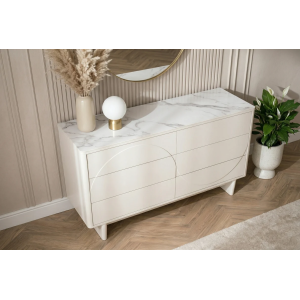 Komoda SAVOY 3D 150 CM bílá/mramor  Místnosti 47805