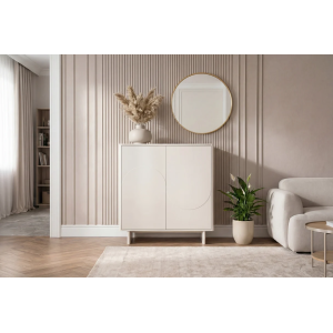 Vysoká komoda SAVOY 3D 130 CM bílá/mramor  Místnosti 47799