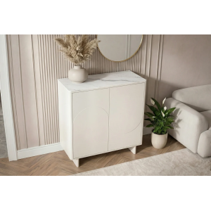 Vysoká komoda SAVOY 3D 130 CM bílá/mramor  Místnosti 47799