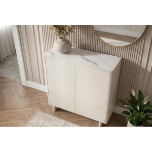 Vysoká komoda SAVOY 3D 130 CM bílá/mramor  Místnosti 47799