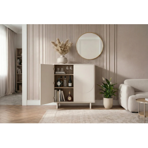 Vysoká komoda SAVOY 3D 130 CM bílá/mramor  Místnosti 47799
