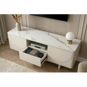 Televizní stolek SAVOY 3D 150 CM bílý/mramor  Místnosti 47798
