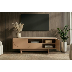 Televizní stolek SAVOY 3D 150 CM béžový/travertin  Místnosti 47797