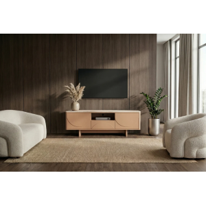 Televizní stolek SAVOY 3D 150 CM béžový/travertin  Místnosti 47797