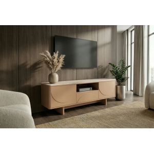 Televizní stolek SAVOY 3D 150 CM béžový/travertin  Místnosti 47797