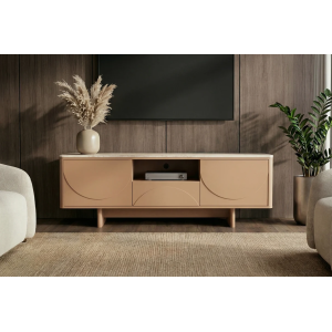 Televizní stolek SAVOY 3D 150 CM béžový/travertin  Místnosti 47797