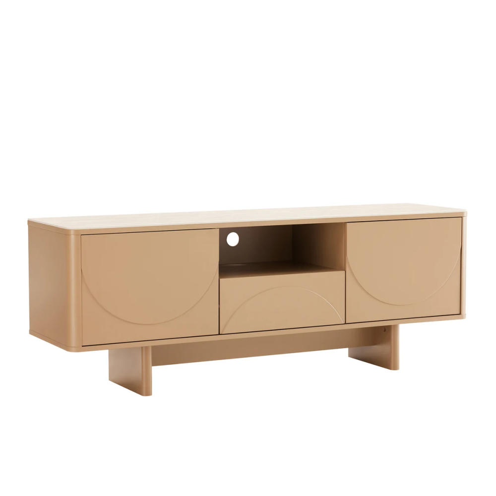 Televizní stolek SAVOY 3D 150 CM béžový/travertin  Místnosti 47797