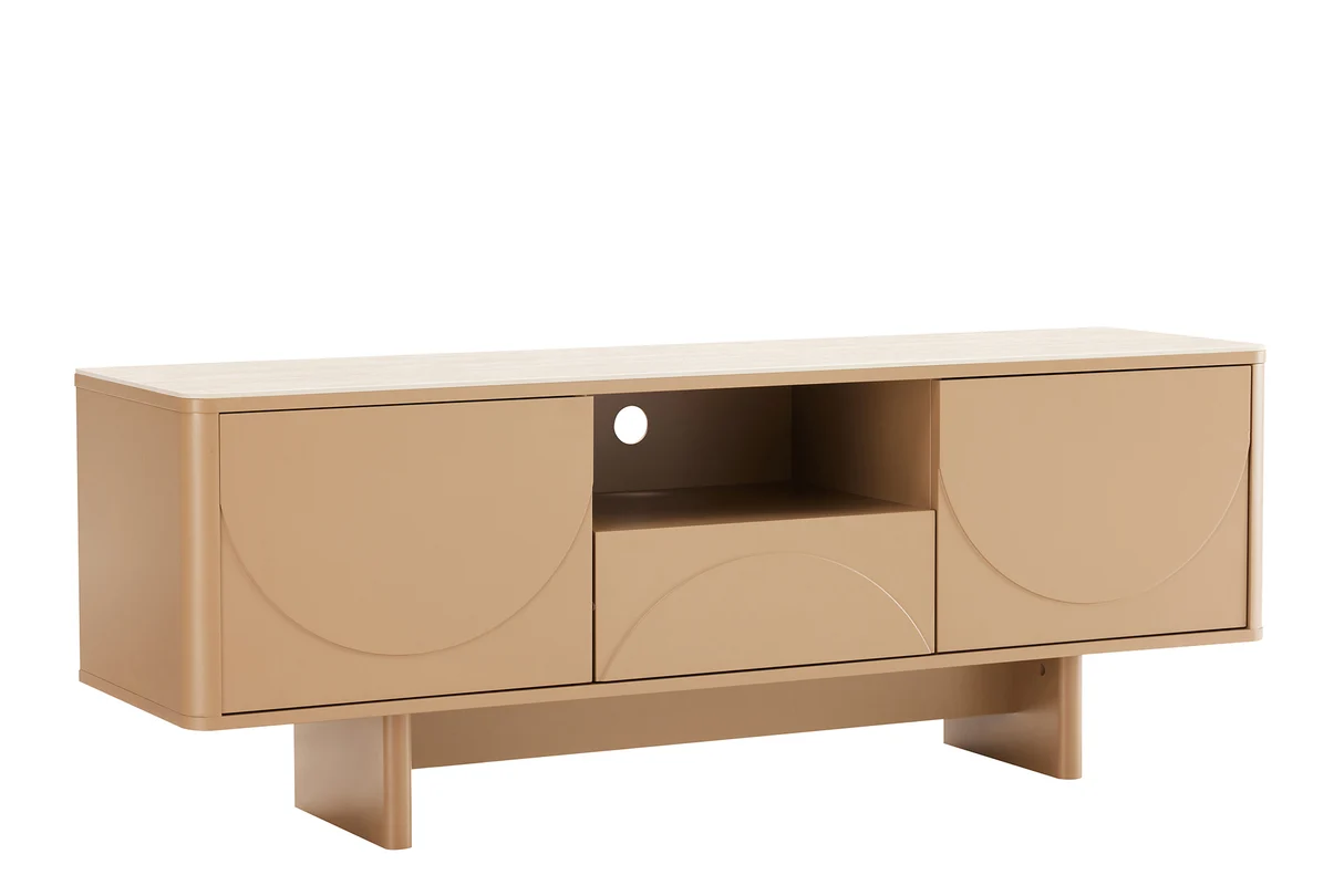 Televizní stolek SAVOY 3D 150 CM béžový/travertin  Místnosti 47797