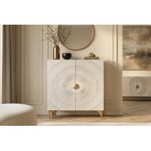 Vysoká komoda GOLDEN SUNSET 120 CM bílá masiv mango  Místnosti 48108
